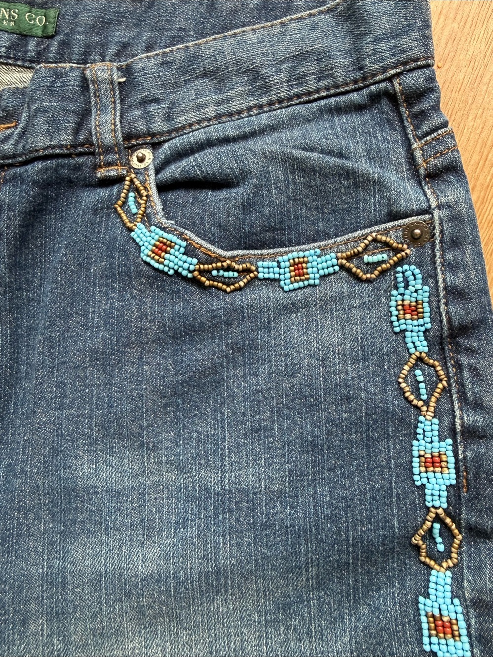 Lauren Ralph Lauren Beaded Accent Blue Straight Leg Jeans Size 10